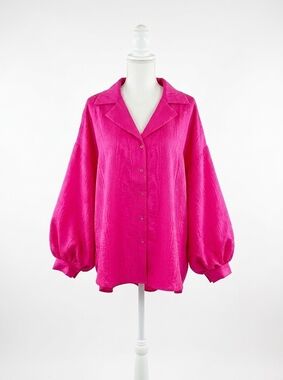 NEW EMILY MCCARTHY iris oxford shirt in pink faux bois